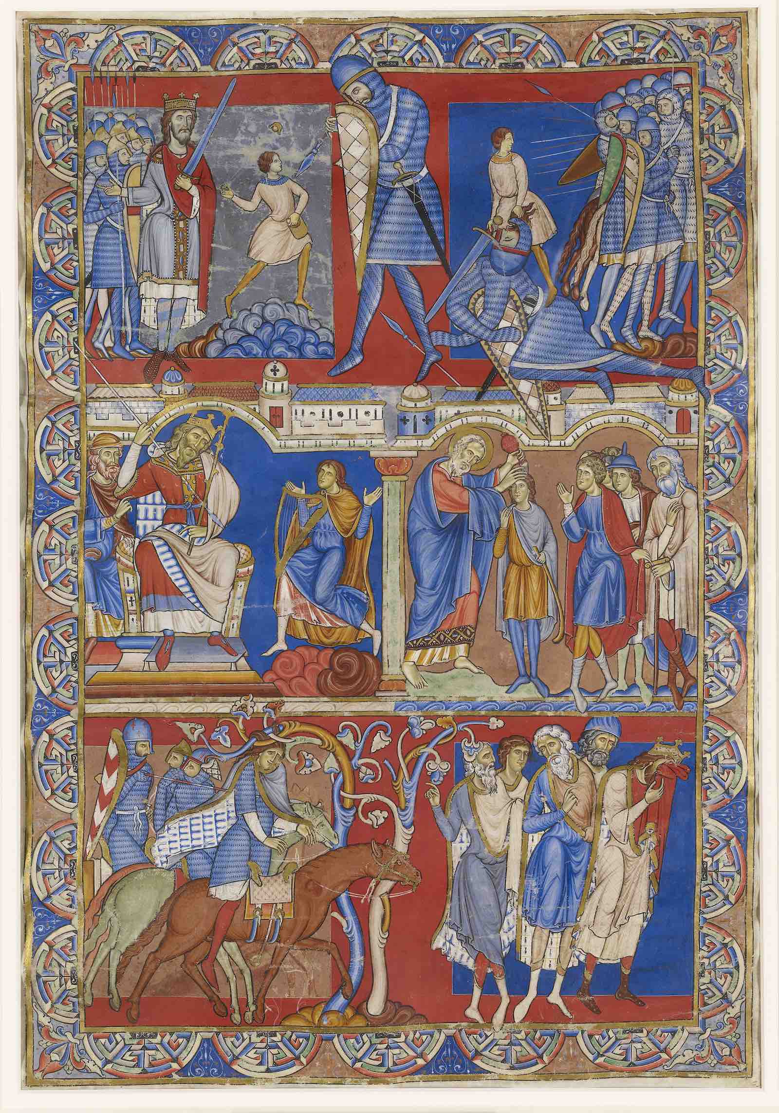 Winchester Bible leaf, David and Goliath England, Winchester, ca. 1160–1180