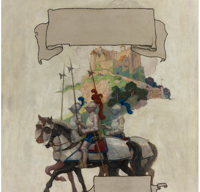 Wyeth title page illustration for Stevenson's "The Black Arrow"